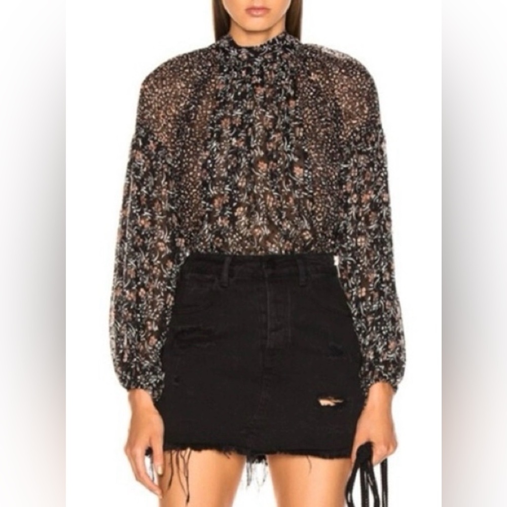 Ulla Johnson silk Ora blouse in Noir floral size 6